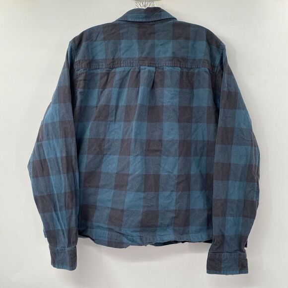 Mountain HardWear Women's XL Green Navy Plaid Long Sleeve Button Shirt Jacket. - Picture 3 of 5
